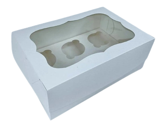 Коробка для капкейків біла з вікном на 6 капкейків, мілований картон