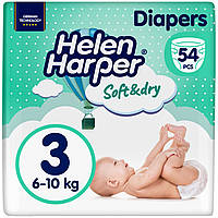 Подгузники Helen Harper Soft&Dry New Midi Размер 3 (6-10 кг) 54 шт (2316772) DL