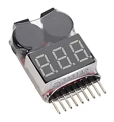 Світлодіодний індикатор напруги Lipo/Li-ion/LiMn/LiFePo4 1-8S, тестер низької напруги, зумер