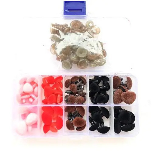 Носики для іграшок 11-17мм 4 кольори трикутні з фіксатором 70шт, флокові, фото 1