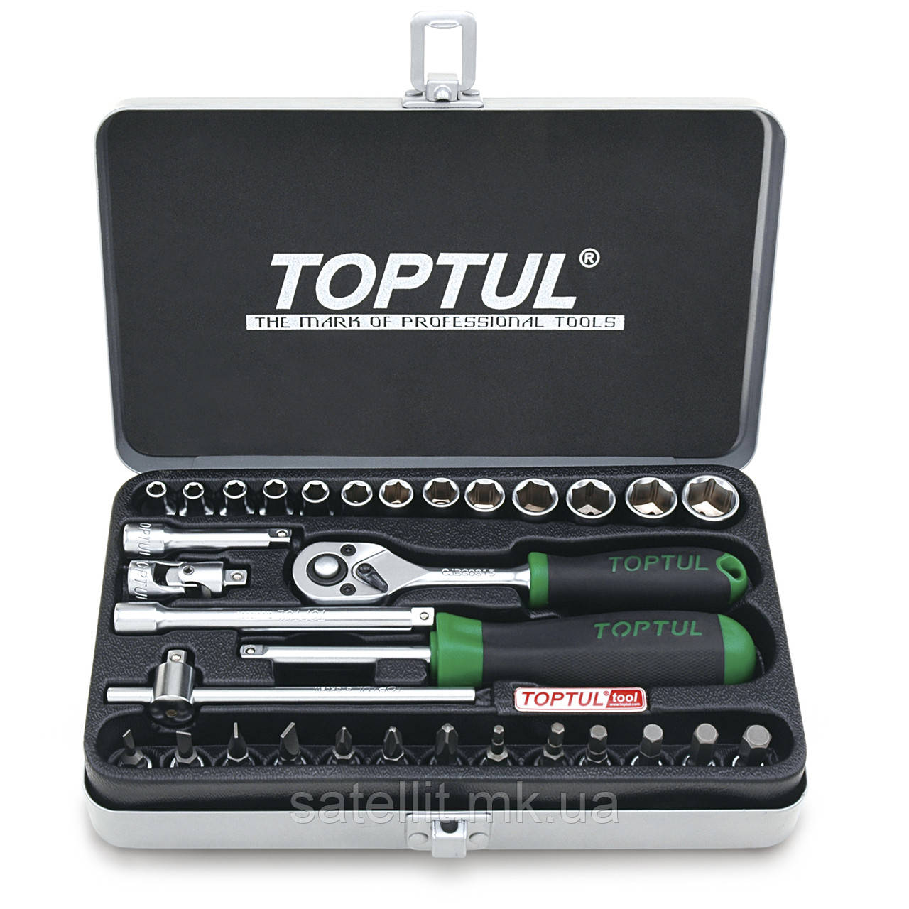 Набір головок 1/4" 4-14 мм Cr-V 32 од. (6 гр.) TOPTUL, GCAD3202, фото 1