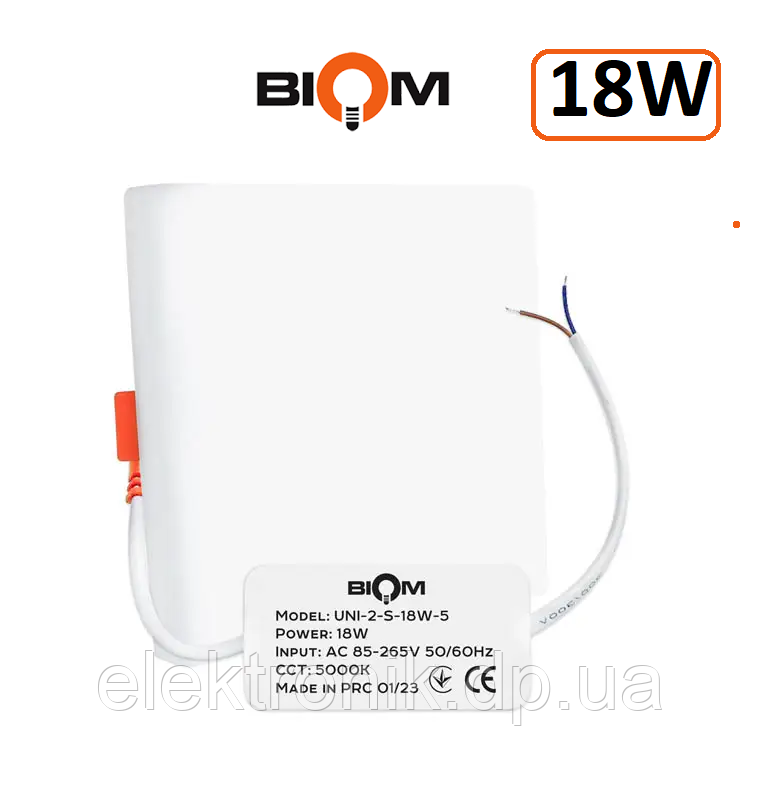Светильник светодиодный Biom UNI-2-S18W-5 18Вт квадратный 5000К