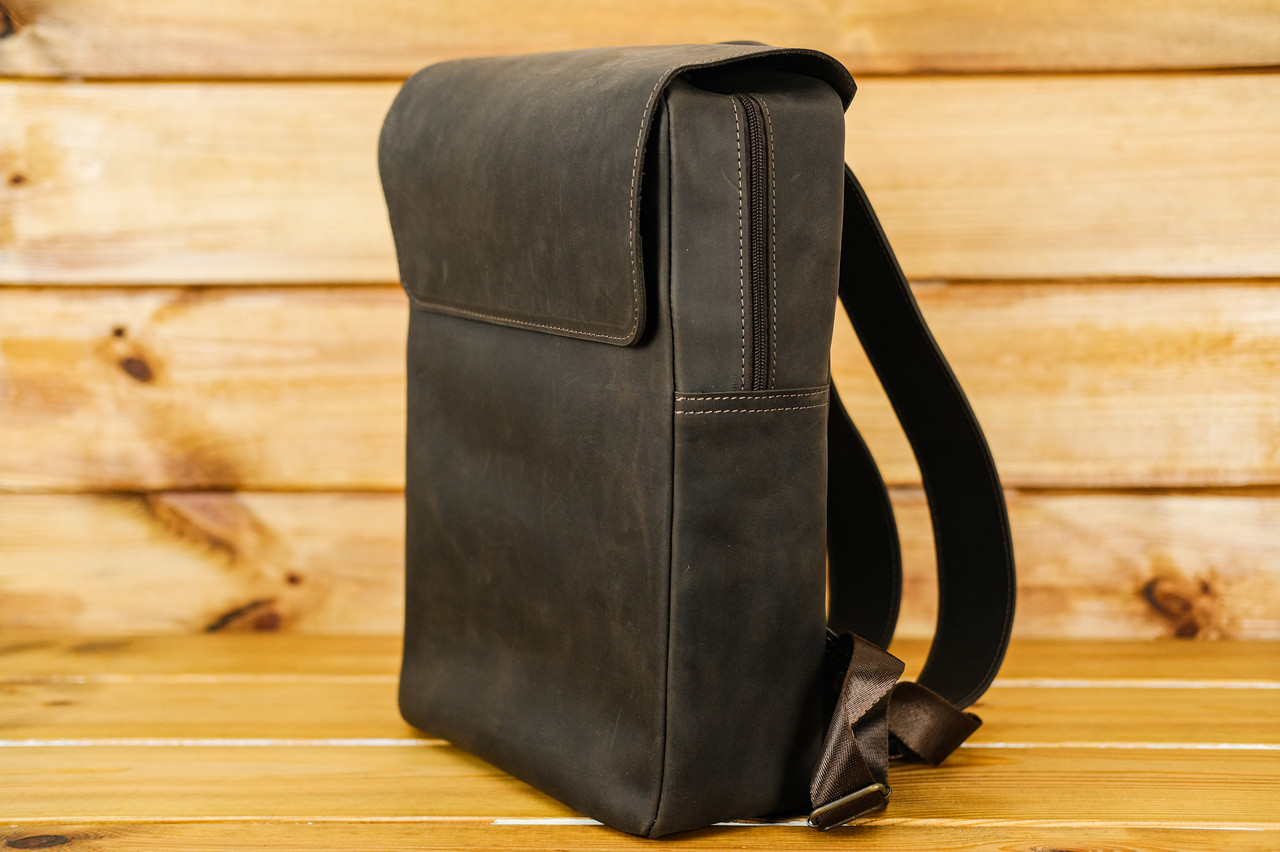 Чоловічий рюкзак №7 з натуральної шкіри колір Шоколад