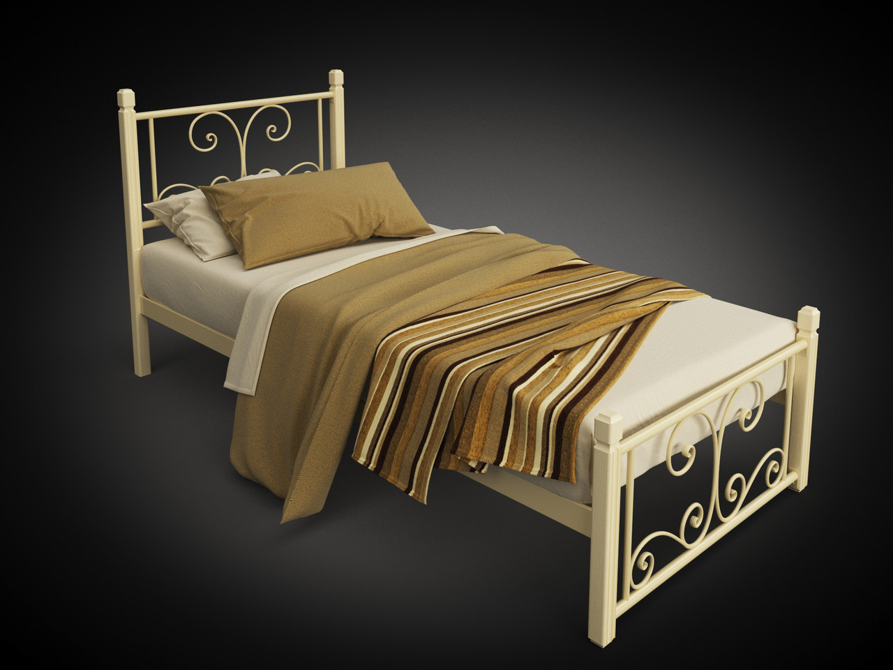 Односпальная металлическая кровать на деревянных ножках Нарцисс от ТМ Теnero. Цена указана за черный цвет. 80х190, Щит ДВП, Без ящика - фото 2 - id-p2031879192