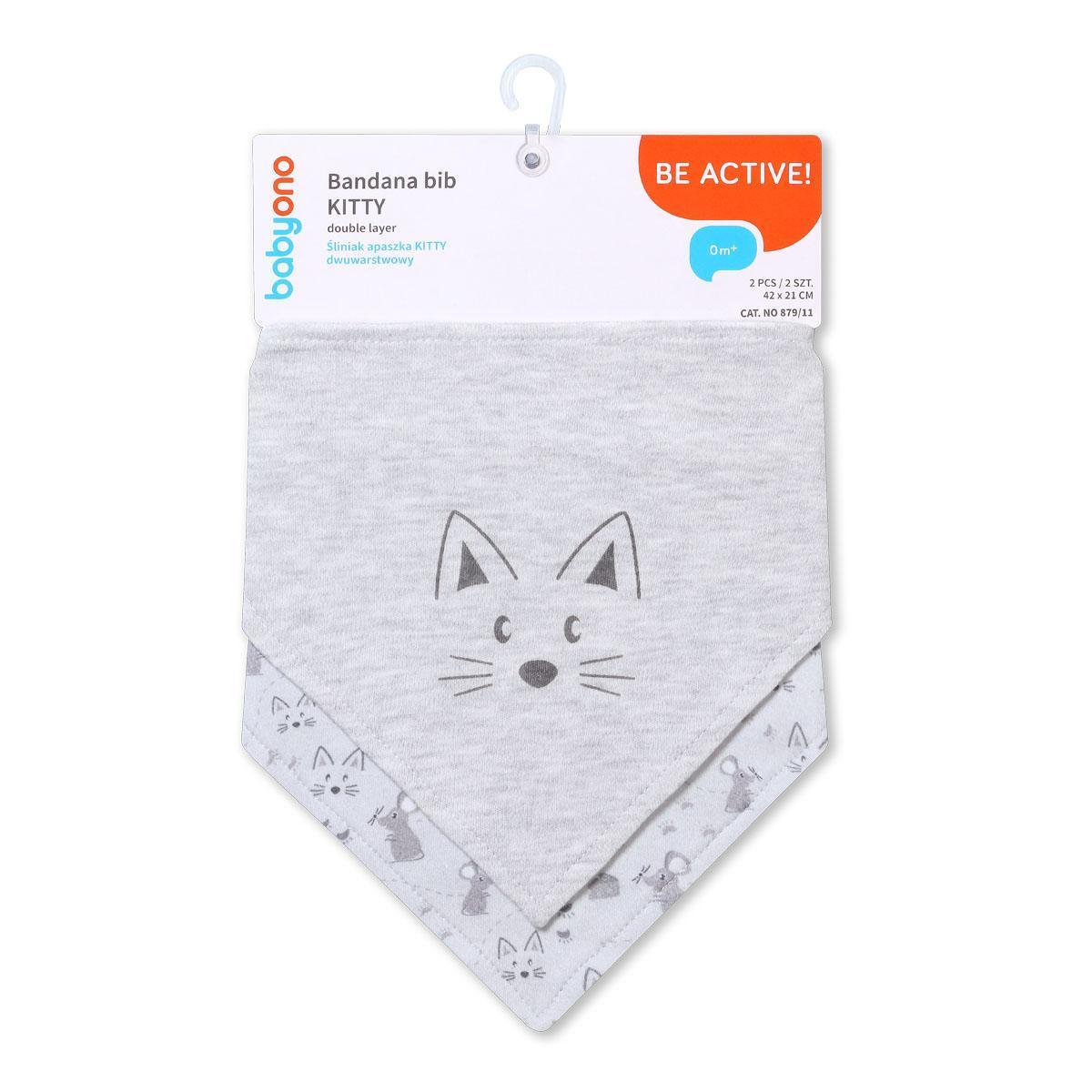 Нагрудник-хустинка Babyono Кошеня 42 см x 21 см 2 шт.