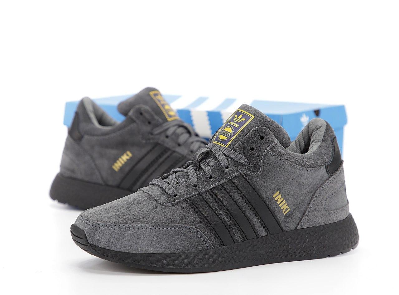 Чоловічі зимові кросівки Adidas INIKI mid Winter Grey (Сірі) Взуття Адідас Інікі замшеві з теплим хутром зима В'єтнам