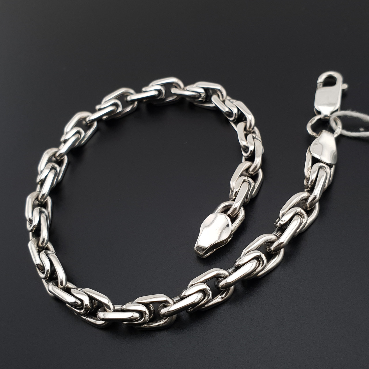 Чоловічий срібний браслет подвійний якір. Браслет на руку козацький біт 19 розмір срібло 925, фото 1