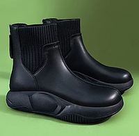 Челси ботинки женские эластичные вставки по бокам и молния сзади черные 37р 22.5 см стопа