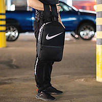Рюкзак міський модний із вентильованою сіткою та якісним принтом популярного бренда Nike, колір чорний