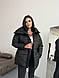 Жіноча подовжена модна зимова куртка з затяжками без капюшона плащівка Lake утеплювач 250 підкладка, фото 5