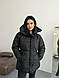 Жіноча подовжена модна зимова куртка з затяжками без капюшона плащівка Lake утеплювач 250 підкладка, фото 6