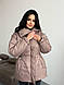 Жіноча подовжена модна зимова куртка з затяжками без капюшона плащівка Lake утеплювач 250 підкладка, фото 10