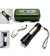 Ручний ліхтарик BL-529B SMD + COB з бічною панеллю, вбудований акумулятор, від USB