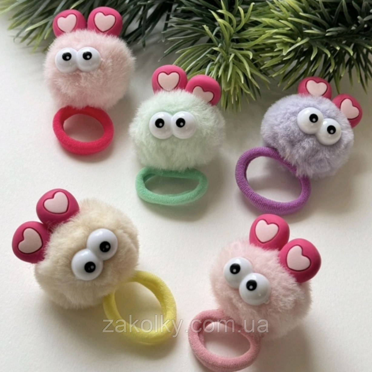 Гумки дитячі для волосся "Вушка серця".