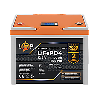 Аккумулятор LP LiFePO4 12,8V - 70 Ah (896Wh) (BMS 80A/40А) пластик LCD для ИБП