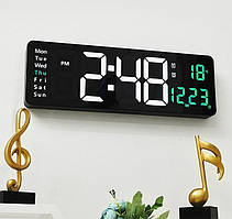 Великий електронний годинник на стіну з пультом DS-6626 — стильний годинник із великими цифрами на кухню, у зал,