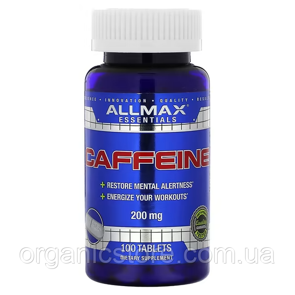 Кофеїн, Сaffeine, Allmax Nutrition, 200 мг, 100 таблеток