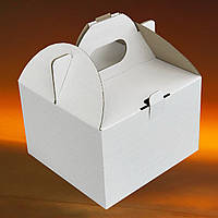 Белая картонная коробка для доставки обедов
