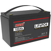Литиевая аккумуляторная батарея MUST LiFePO4 12V 100A(LP1500-12100) для домов и квартир