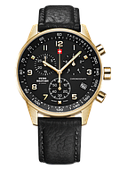 Мужские швейцарские кварцевые наручные часы позолоченные с кожаным браслетом от Swiss Military by Chrono