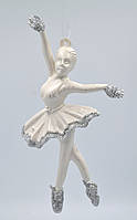 Новогоднее украшение подвеска Балерина бело-серебристая 14см