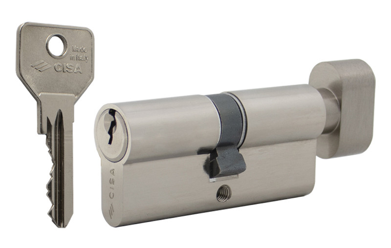 Циліндр CISA C2000 ключ/тумблер нікель матовий (Італія), фото 1