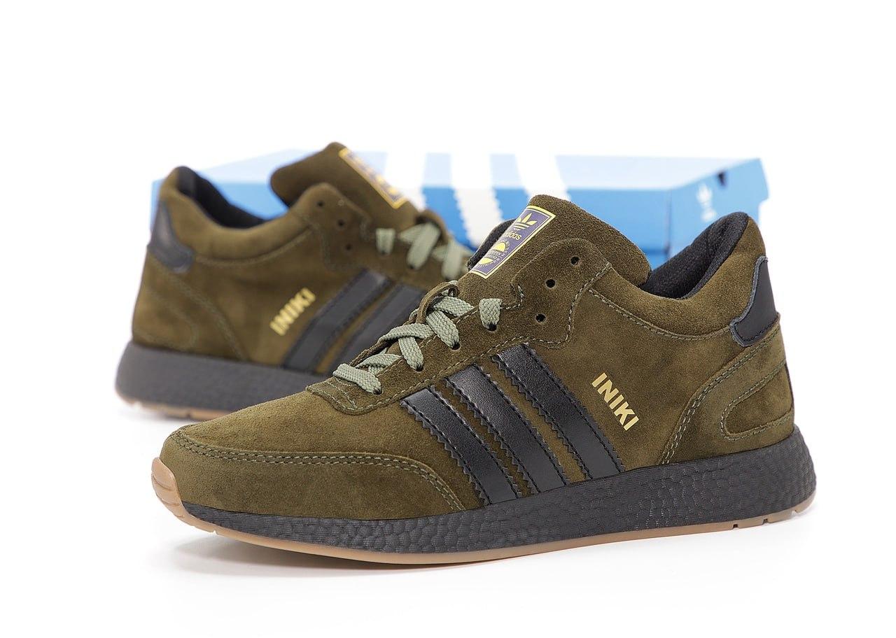 Чоловічі зимові кросівки Adidas INIKI mid Winter Brown (Коричневі) Взуття Адідас Інікі замшеві з теплим хутром зима В'єтнам, фото 1
