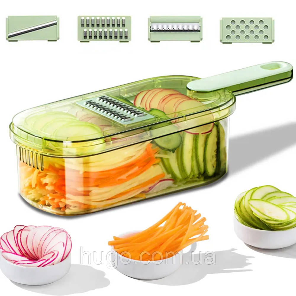 Слайсер овочерізка Multifunctional Vegetable Cutter 4in1 з контейнером / Терка для овочів / Ручна овочерізка