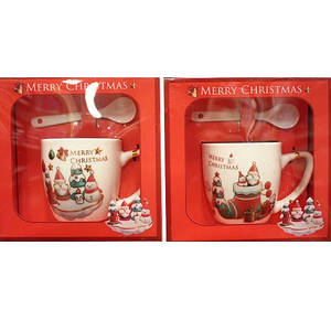 Чашка керамічна Новорічна з ложкою (AT-1764-B)