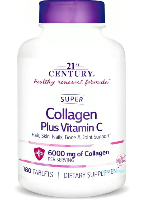 Супер колаген з вітаміном С 21st CENTURY 6000 мг №180 табл.
