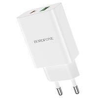 Зарядное устройство Type-C/USB BOROFONE BA56A PD+QC3.0 20W/3A (1 Usb/1Type-C) White