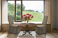 Жакардові чохли на стільці (6 шт) Kayra Roza з спідницею колір бежевий