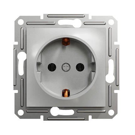Розетка Schneider Electric Asfora алюміній одинарна із заземленням внутрішня EPH2900161, фото 1