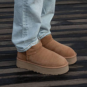 Жіночі низькі уги на платформі UGG Ultra Mini Platform Chestnut