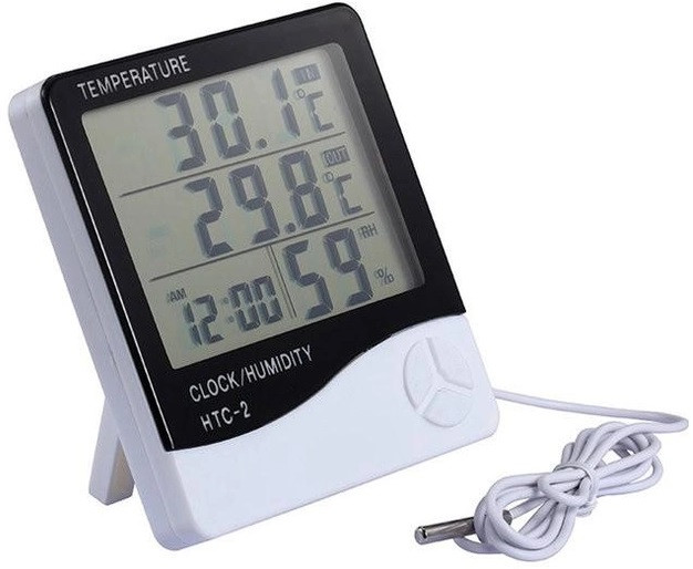 Годинник термометр гігрометр + виносний датчик HTC-2, фото 1