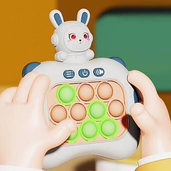 Іграшка антистрес Quick Pop It Baby Bunny, Синій / Поп іт на батарейках / Електронна приставка консоль