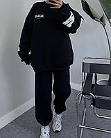 Жіночий теплий костюм прогулянковий батнік і штани джоггери спортивний костюм тринитка на флісі з накатом 42-48