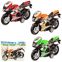 Мотоцикл инерц 607 (360шт/2) 3 цвета, в пакете 20.5*14 см, р-р игрушки 18*5*9.5 см