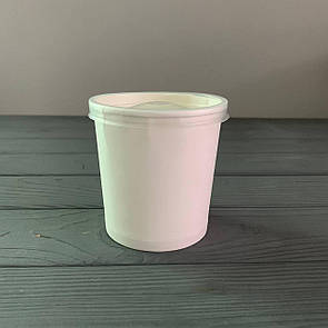 Супник паперовий Білий 480мл з кришкою D-97mm (25шт/уп|600шт/ящ)