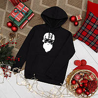 Толстовка черная с рисунком Санта теплое Худи Снеговик Кофта на Новый Год Рождество Одежда парная модная