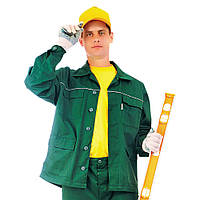 Куртка рабочая ЛИДЕР темно-зеленая смесовая Zibo (65%п/э+35%х/б)