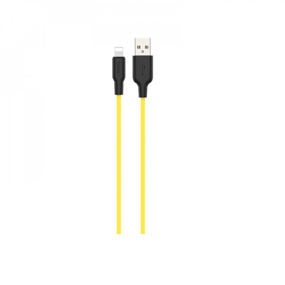 Кабель Hoco X21 Plus Silicone Lightning (1m) Blackyellow - фото 1 - id-p2032031454