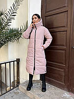Пальто довге жіноче зимове стьобане з капюшоном раз.44-50