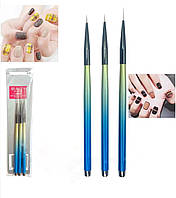 Набір пензлів для розпису на нігтях, лайнер для малювання 3шт./уп. M423