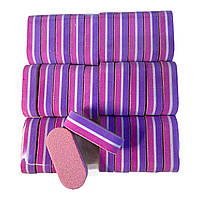 Бафы для ногтей 100/240 грит, упаковка 30шт, розовый/фиолет