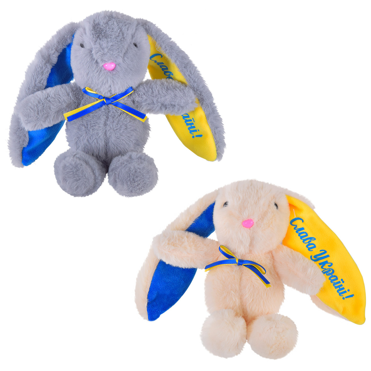 Мягкая игрушка кролик Слава Украине C55801 (60шт) 22см 2 цвета - фото 1 - id-p2032008839