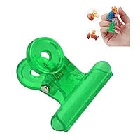 Зажим-прищепка для ногтей (для создания арки) пластиковая 31 мм зеленая