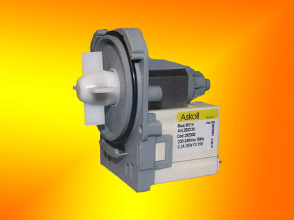 Насос зливний Askoll М114, 1326630009 Electrolux, Zanussi, Whirlpool під 3 засувки, клеми ззаду, рознесені
