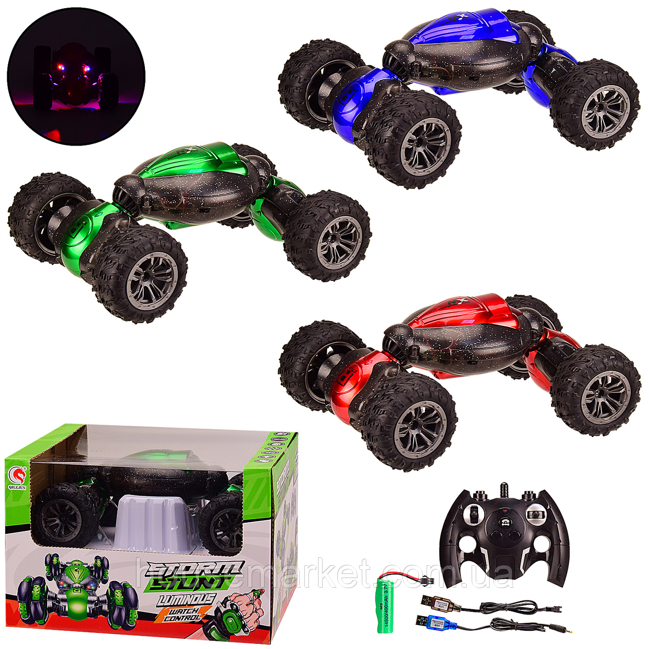 Трюковая машинка перевертыш на радиоуправлении, резиновые колеса - фото 1 - id-p1321377430