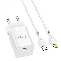 СЗУ Home Charger | 25W | PD3.0 | C to Lightning Cable (1m) Hoco N19 White